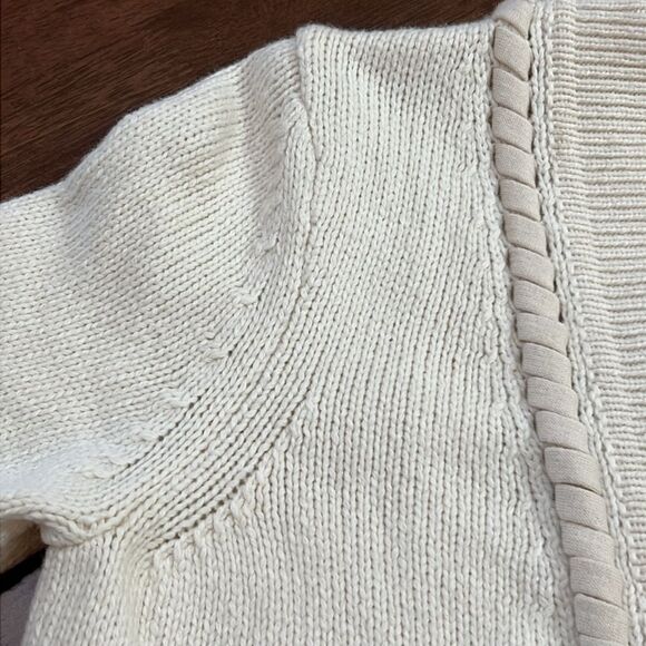 CARLISLE Cream Heavy Knit Open Front Cardigan Wool Blend Ribbed Pockets Sz S NWT - Picture 8 of 10